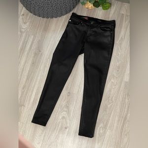 Red Engine Scorcher Black Wax Skinny Jeans
